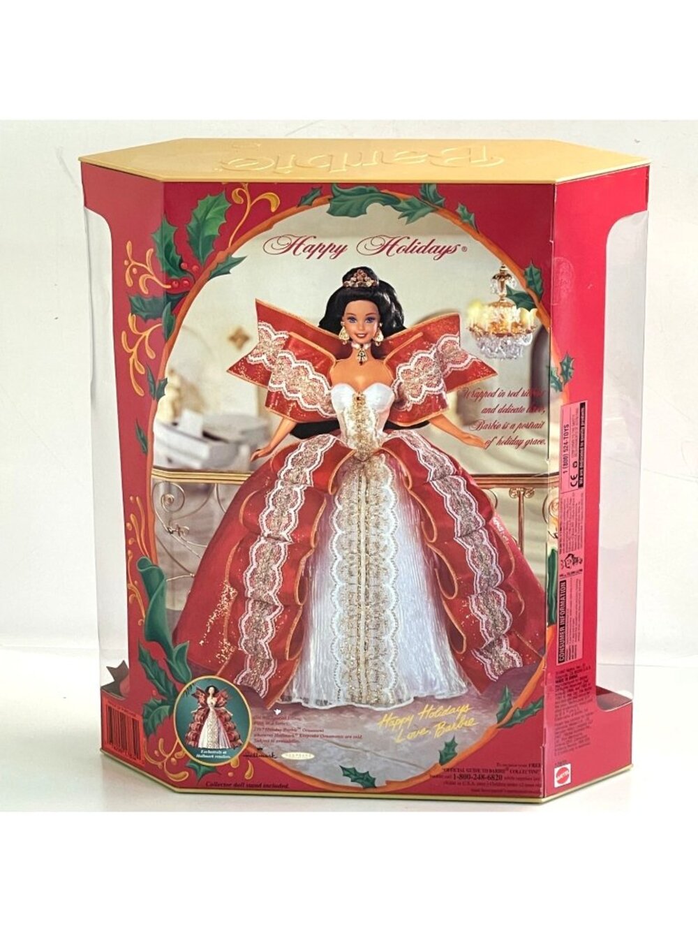 1997 Happy Holidays Barbie Brunette NRFB Special Edition 10th Anniversary 17832 - Picture 2 of 7